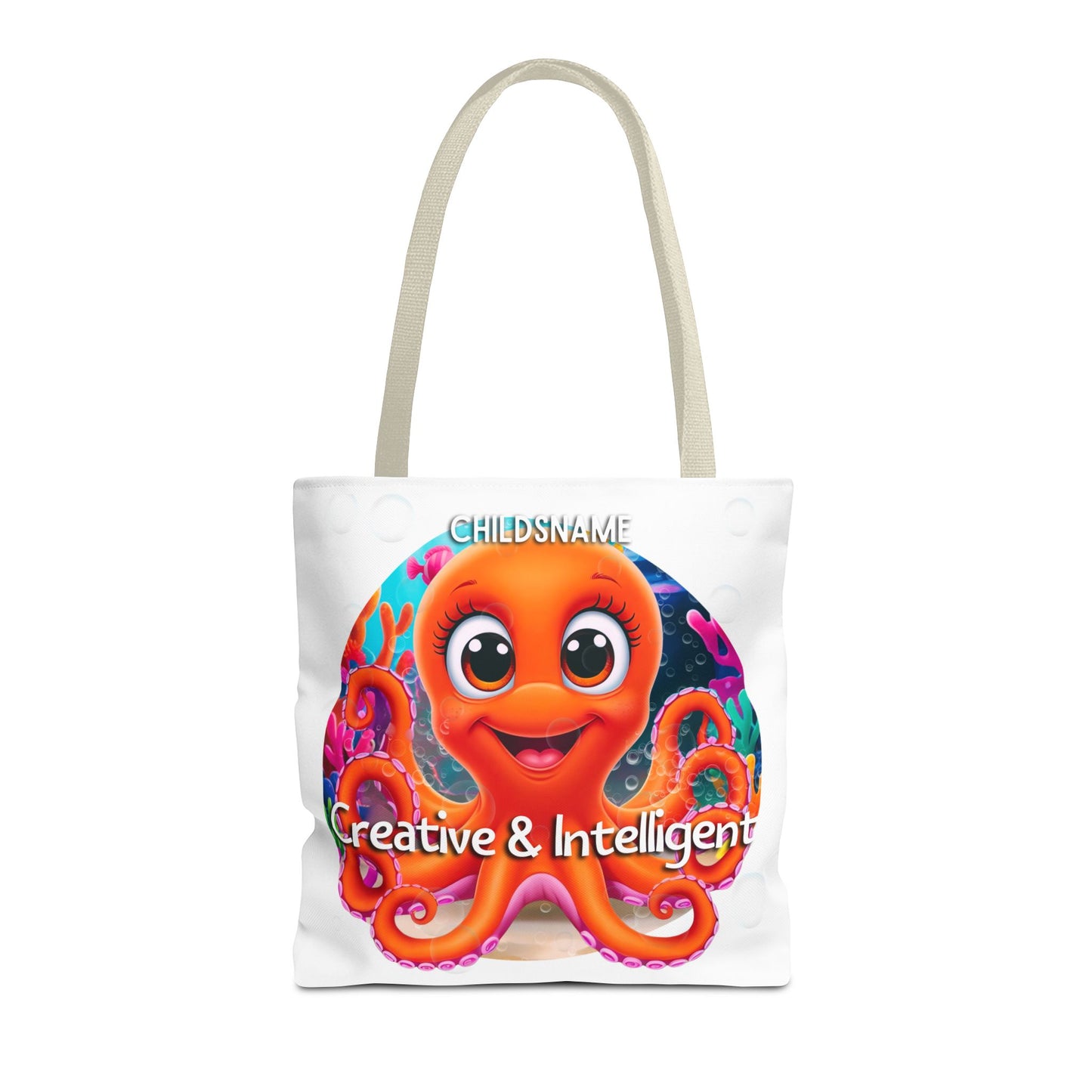 Personalized Kids Octopus Beach Tote Bag – Creative & Intelligent – Custom Sea Life Bag with Name