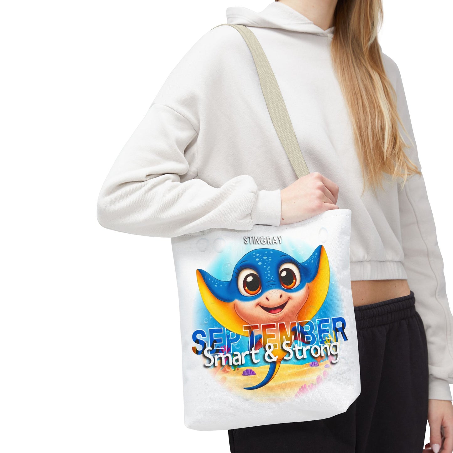 Kids Colorful September Stingray Birth Month Tote Bag