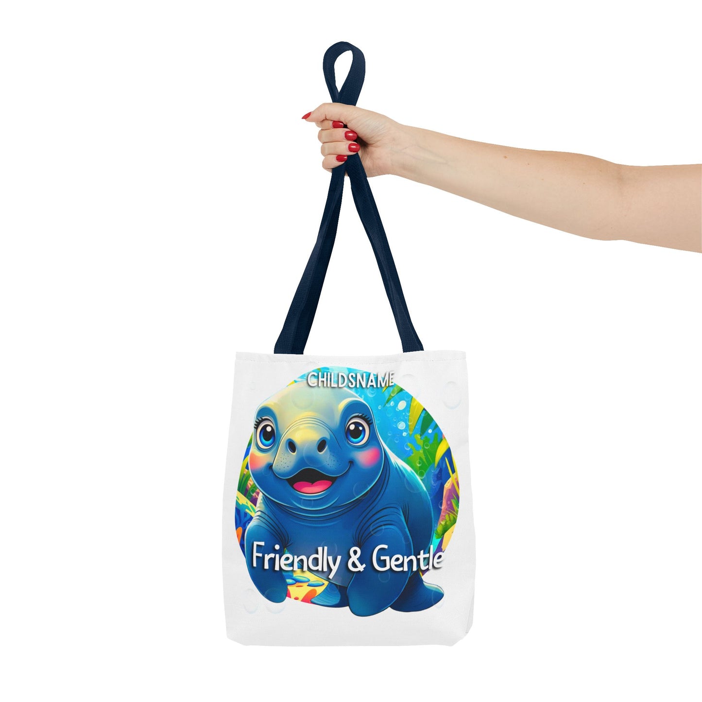 Personalized Kids Manatee Beach Tote Bag Friendly & Gentle