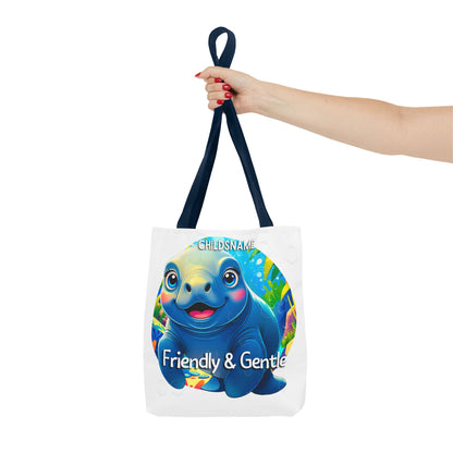 Personalized Kids Manatee Beach Tote Bag Friendly & Gentle