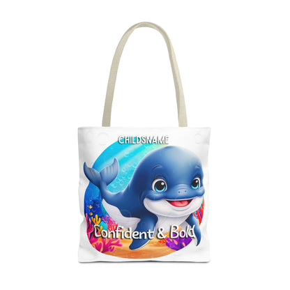 Personalized Kids Whale Beach Tote Bag – Confident & Bold – Custom Sea Life Bag with Name