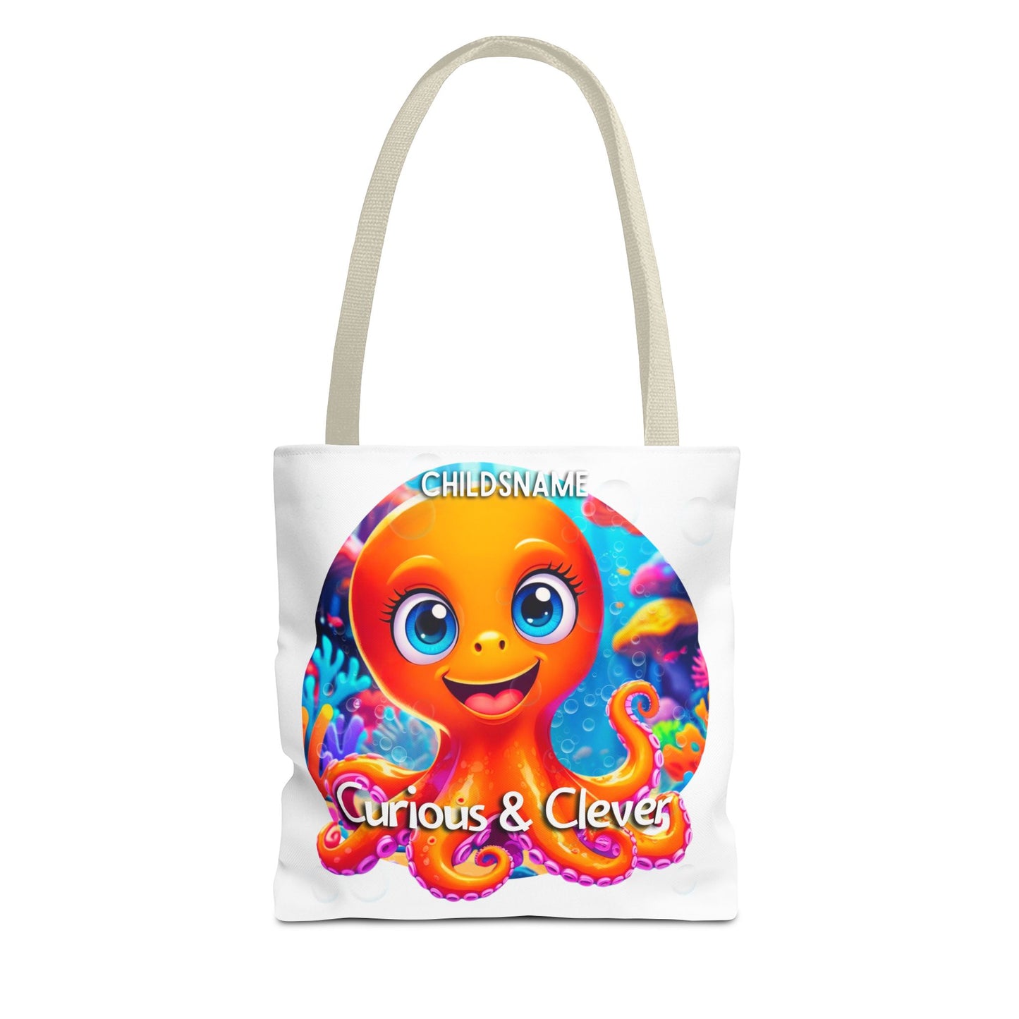 Personalized Kids Octopus Beach Tote Bag Curious & Clever