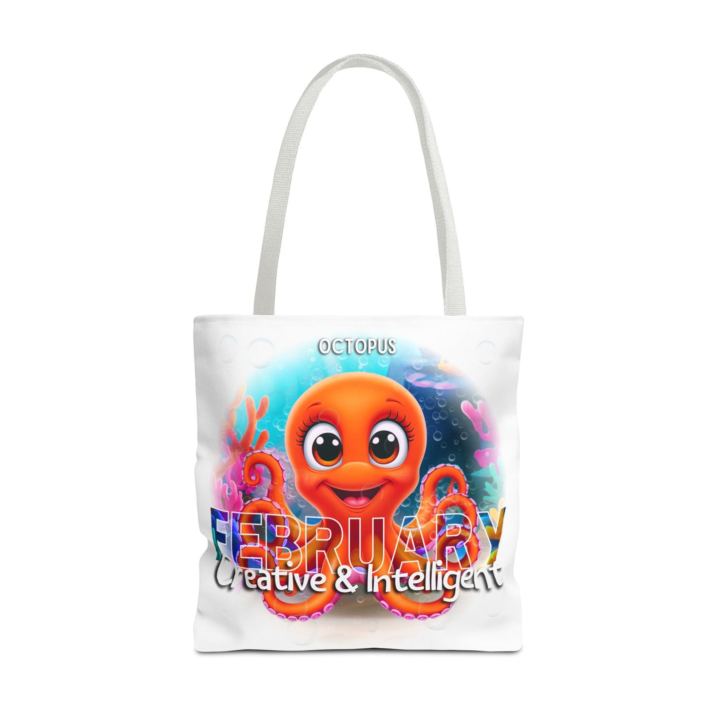 Kids Colorful February Octopus Birth Month Beach Tote Bag