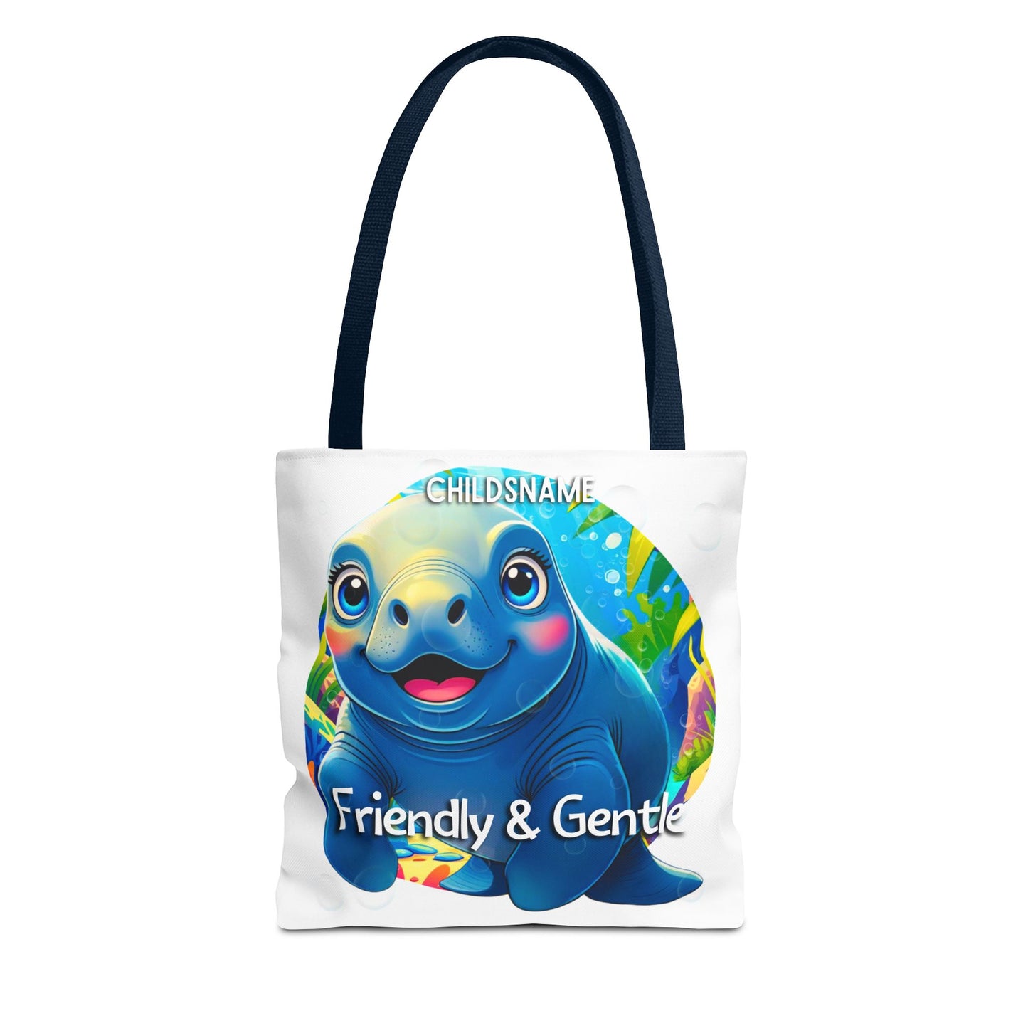 Personalized Kids Manatee Beach Tote Bag Friendly & Gentle