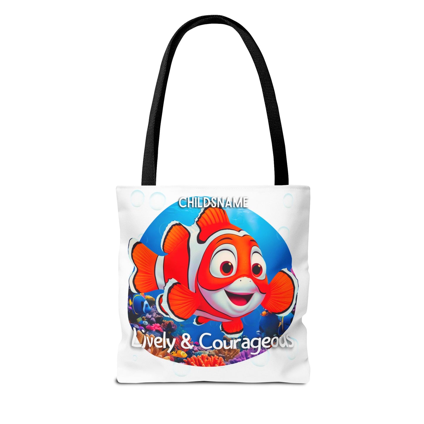 Personalized Kids Clownfish Beach Tote Bag – Lively & Courageous – Custom Sea Life Bag with Name