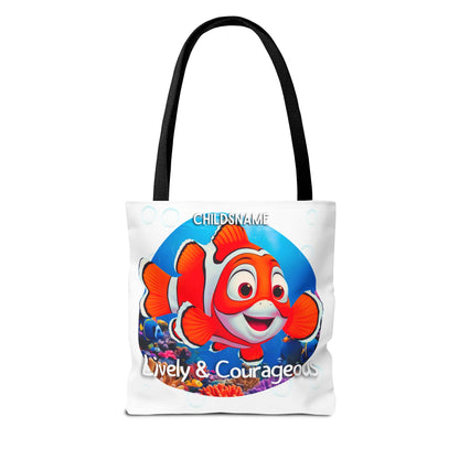 Personalized Kids Clownfish Beach Tote Bag – Lively & Courageous – Custom Sea Life Bag with Name