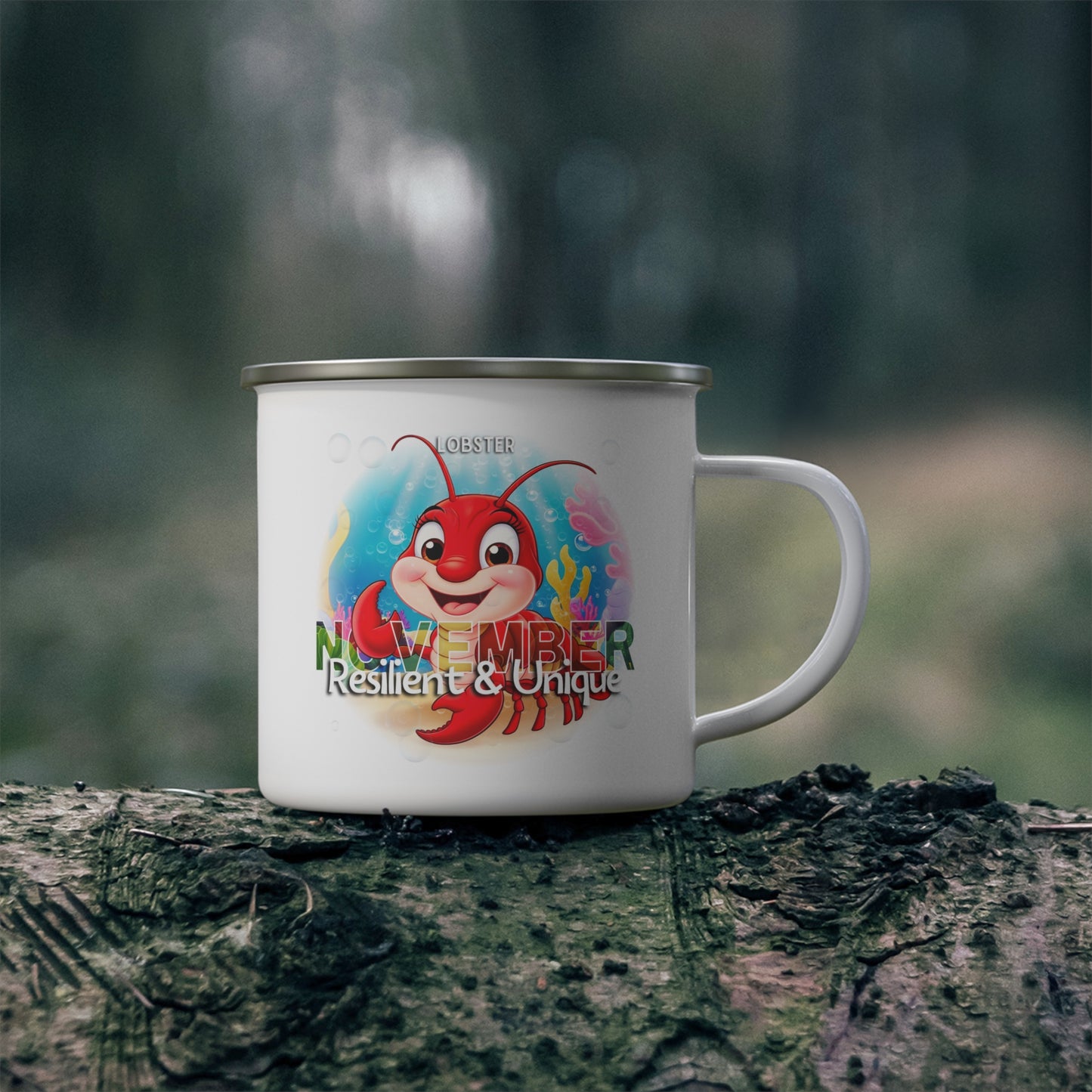 November Lobster Kids Sea Life Birth Month Enamel 12oz Camping Mug