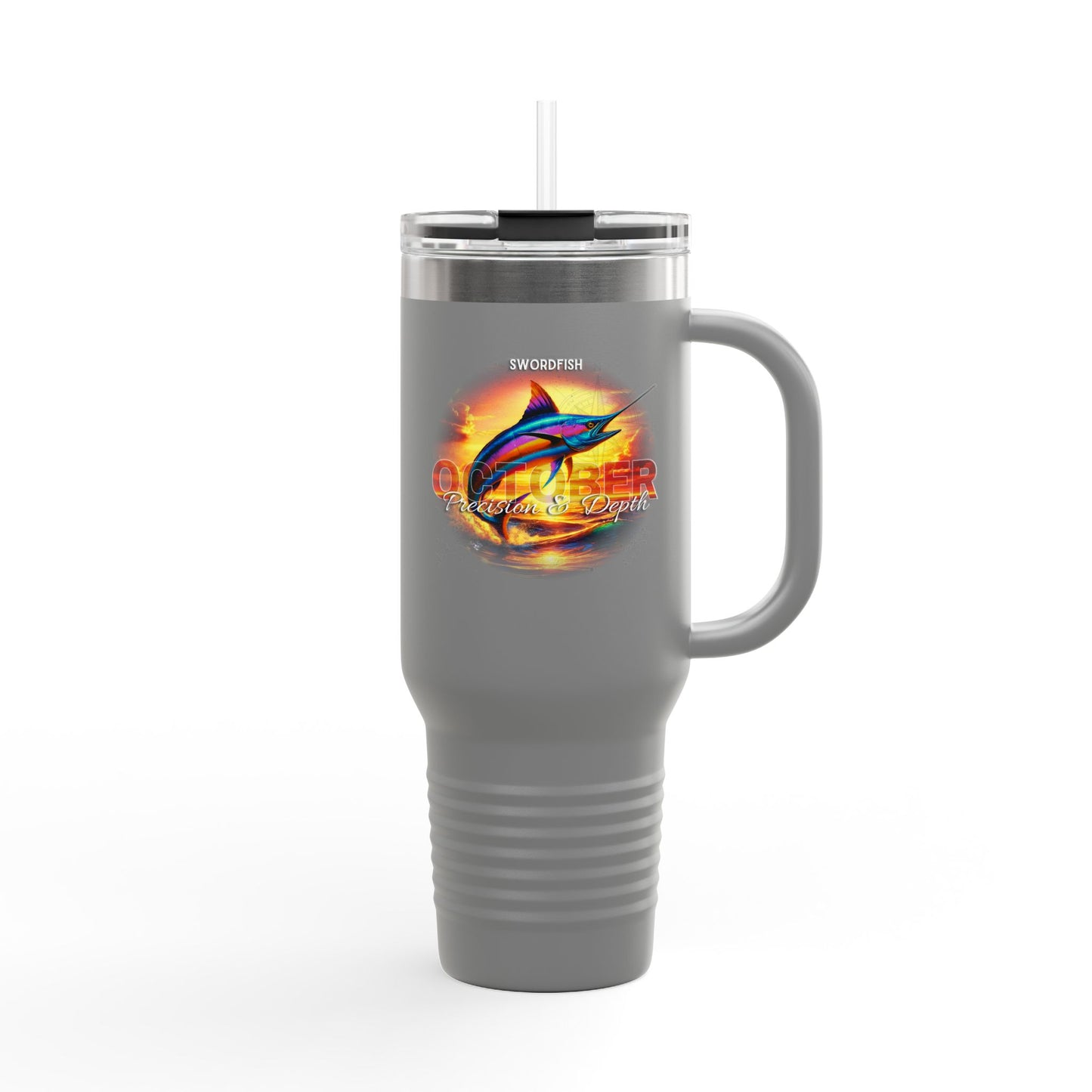 October Swordfish Birth Month 40oz Travel Mug with Handle