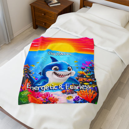 Personalized Kids Shark Plush Blanket – Energetic & Fearless