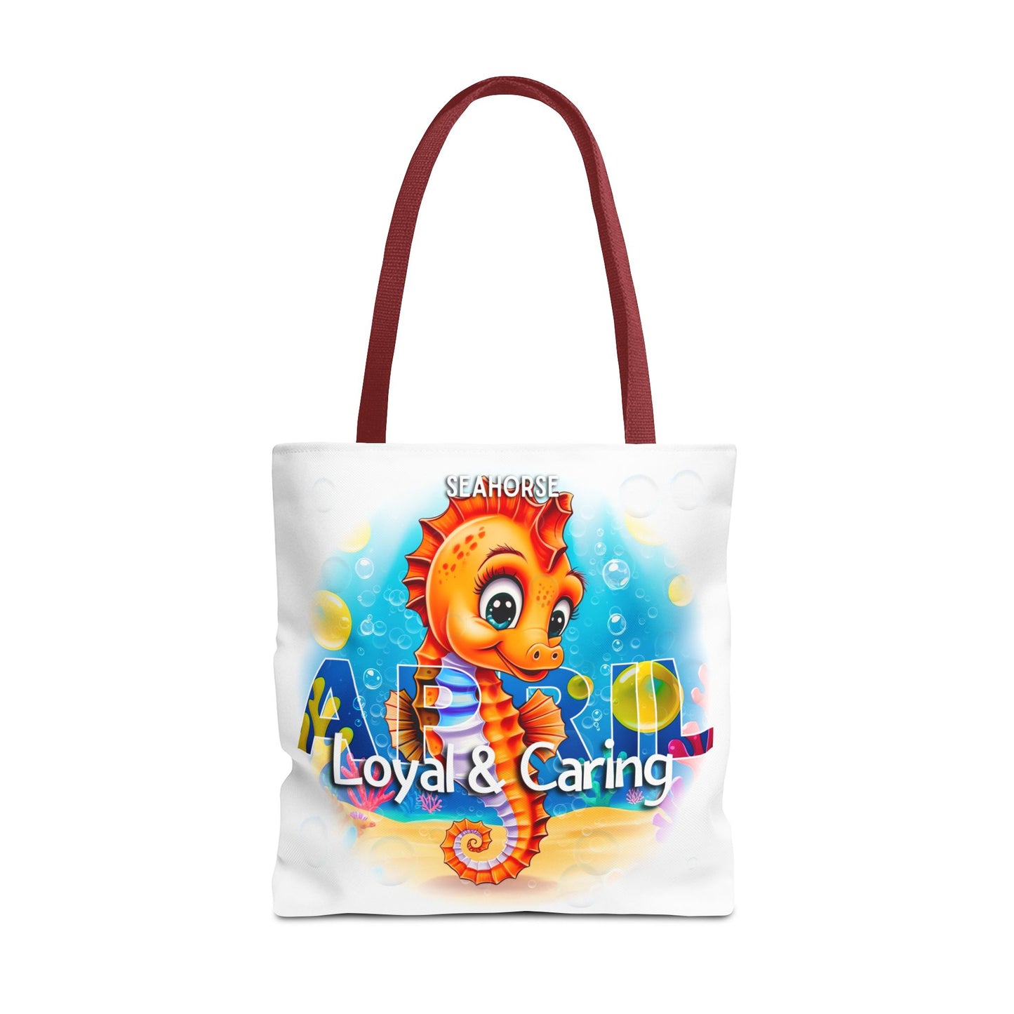 Kids Colorful April Seahorse Birth Month Tote Bag