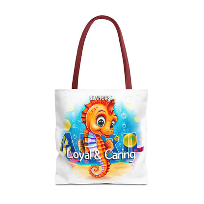 Kids Colorful April Seahorse Birth Month Tote Bag