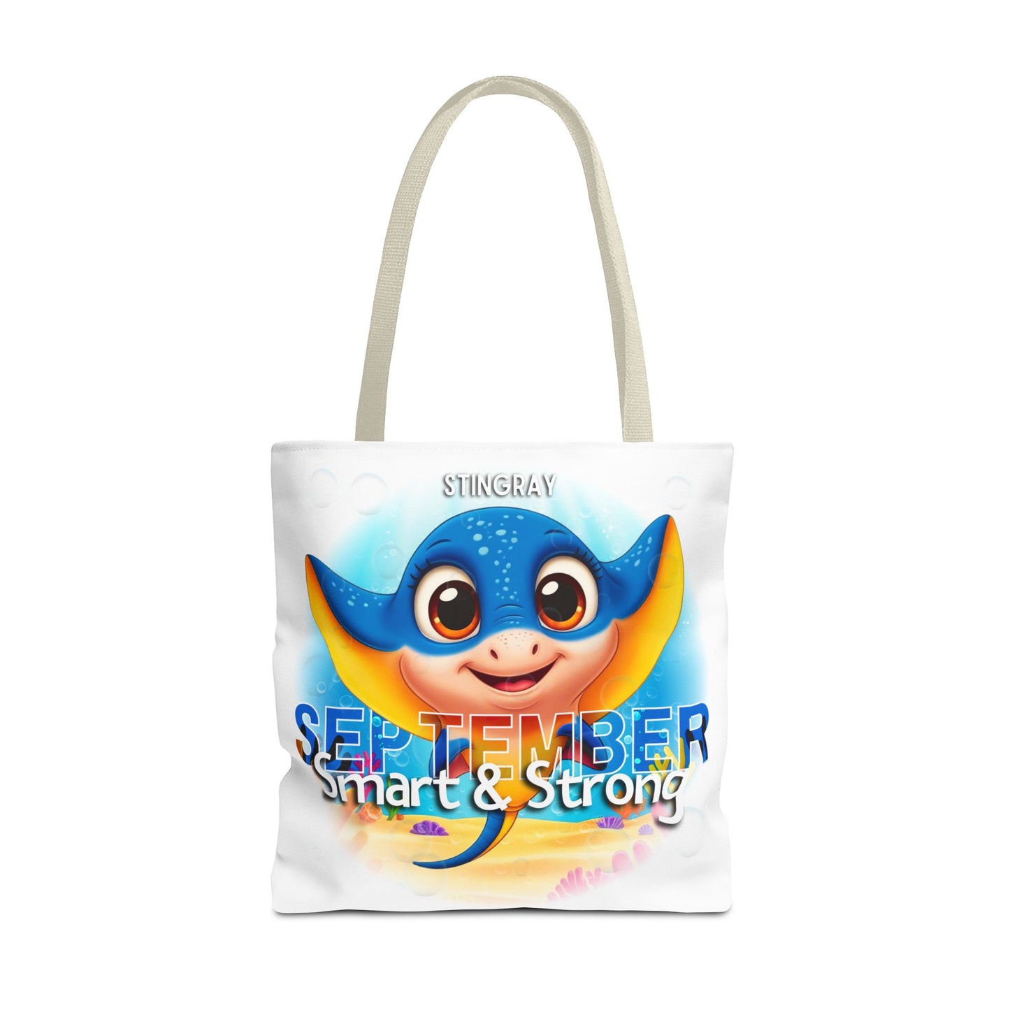 Kids Colorful September Stingray Birth Month Tote Bag