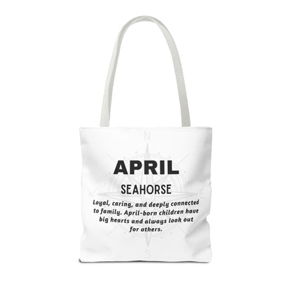 Kids Colorful April Seahorse Birth Month Tote Bag