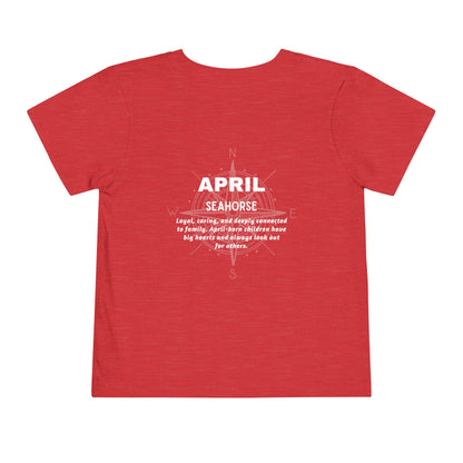 April Seahorse Toddler TShirt Kids Birth Month Ocean Tee