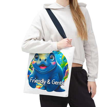 Personalized Kids Manatee Beach Tote Bag Friendly & Gentle