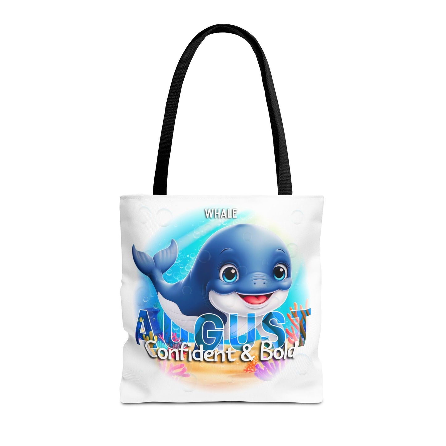 Kids Colorful August Whale Birth Month Tote Bag