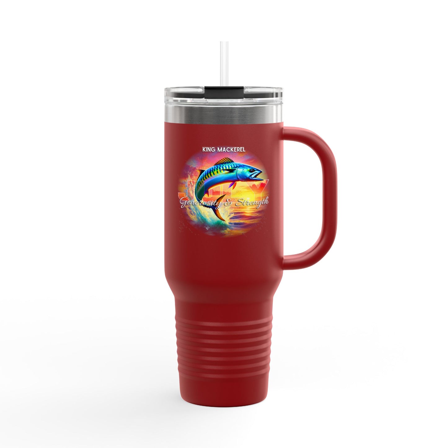 July King Mackerel Birth Month 40oz Travel Mug with Handle
