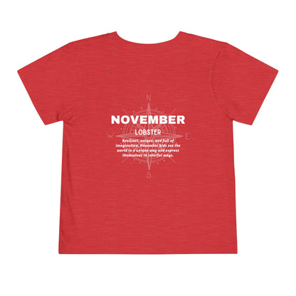 November Lobster Toddler TShirt Kids Birth Month Sea Life Tee