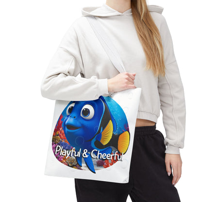 Personalized Kids Blue Tang Beach Tote Bag – Playful & Cheerful – Custom Sea Life Bag with Name