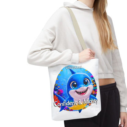 Personalized Kids Shark Beach Tote Bag Confident & Mighty