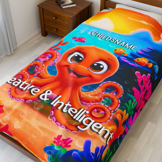 Personalized Kids Octopus Plush Blanket – Creative & Intelligent
