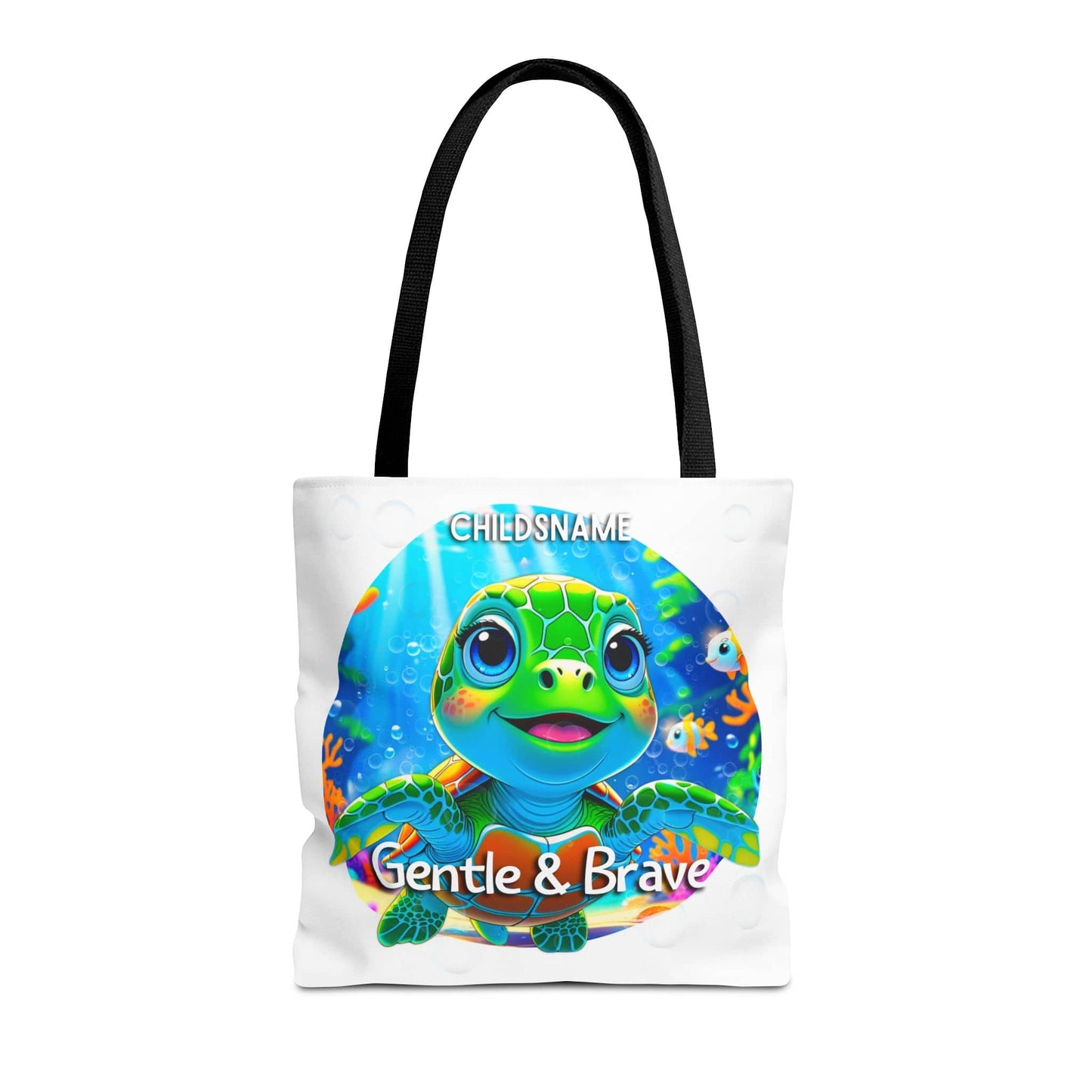 Personalized Kids Turtle Beach Tote Bag – Gentle & Brave – Custom Sea Life Bag with Name