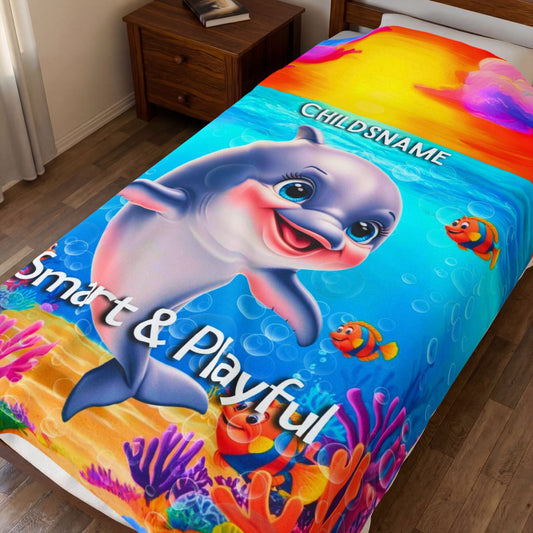 Personalized Kids Shark Plush Blanket Smart & Playful