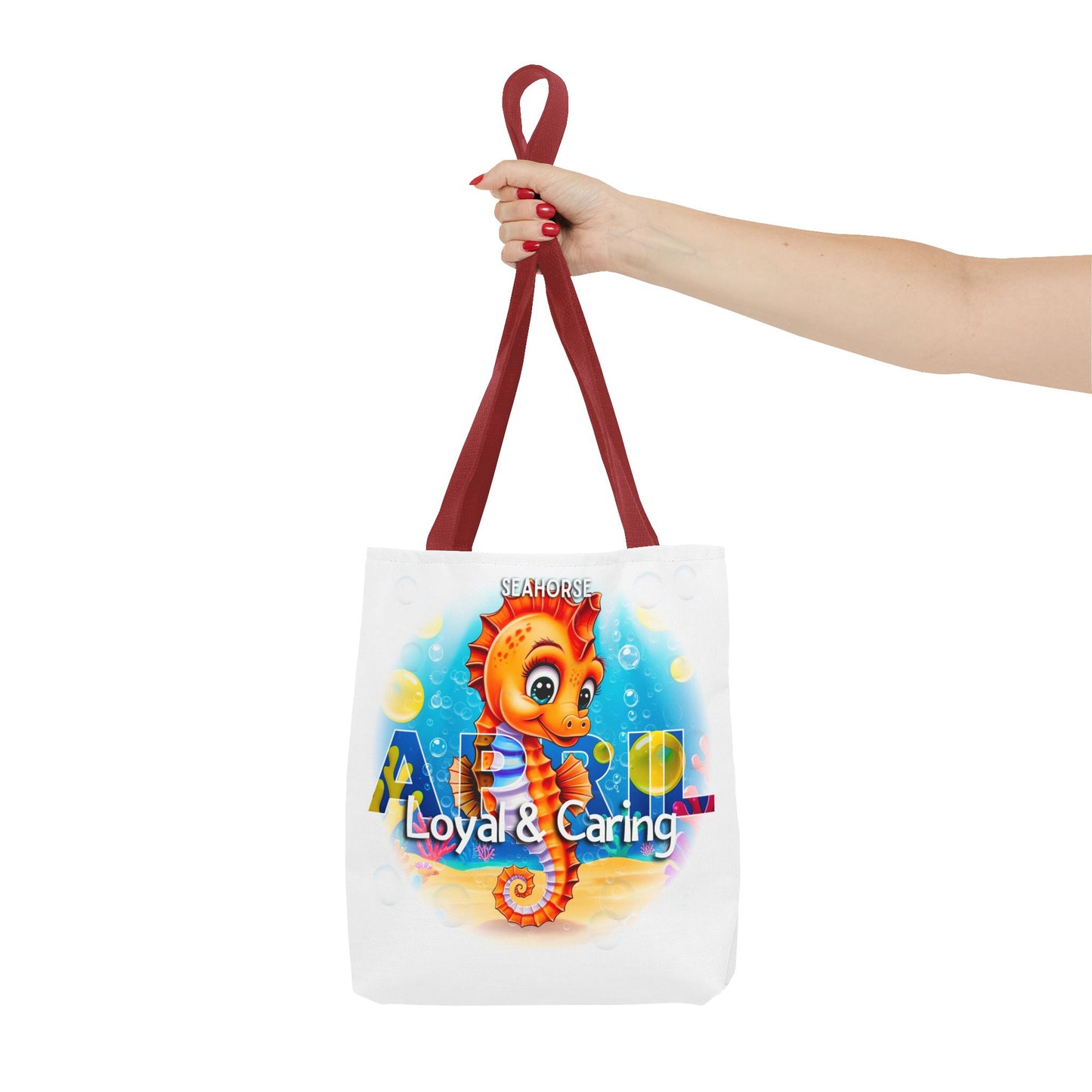 Kids Colorful April Seahorse Birth Month Tote Bag