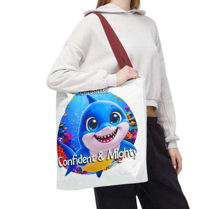 Personalized Kids Shark Beach Tote Bag Confident & Mighty