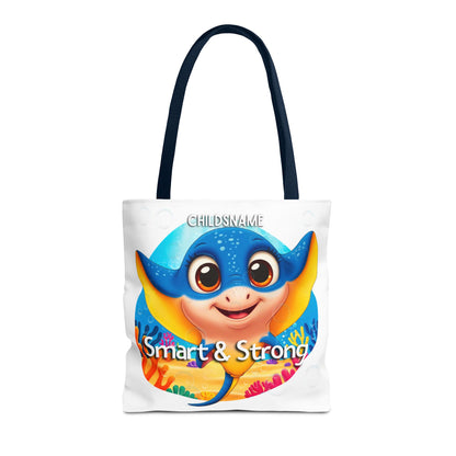Personalized Kids Stingray Beach Tote Bag – Smart & Strong – Custom Sea Life Bag with Name