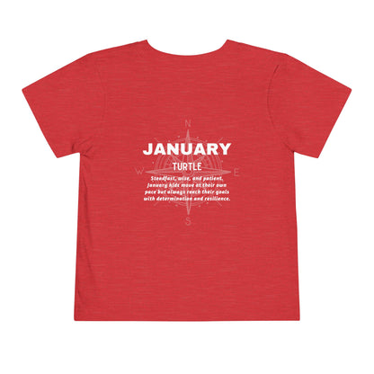January Turtle Toddler TShirt Kids Birth Month Sea Life Tee