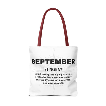 Kids Colorful September Stingray Birth Month Tote Bag