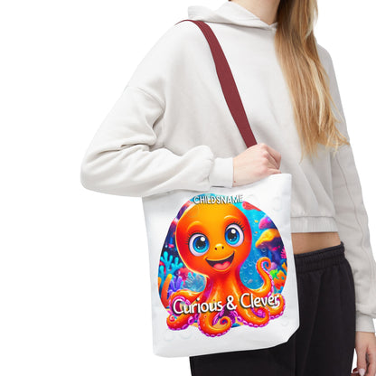 Personalized Kids Octopus Beach Tote Bag Curious & Clever