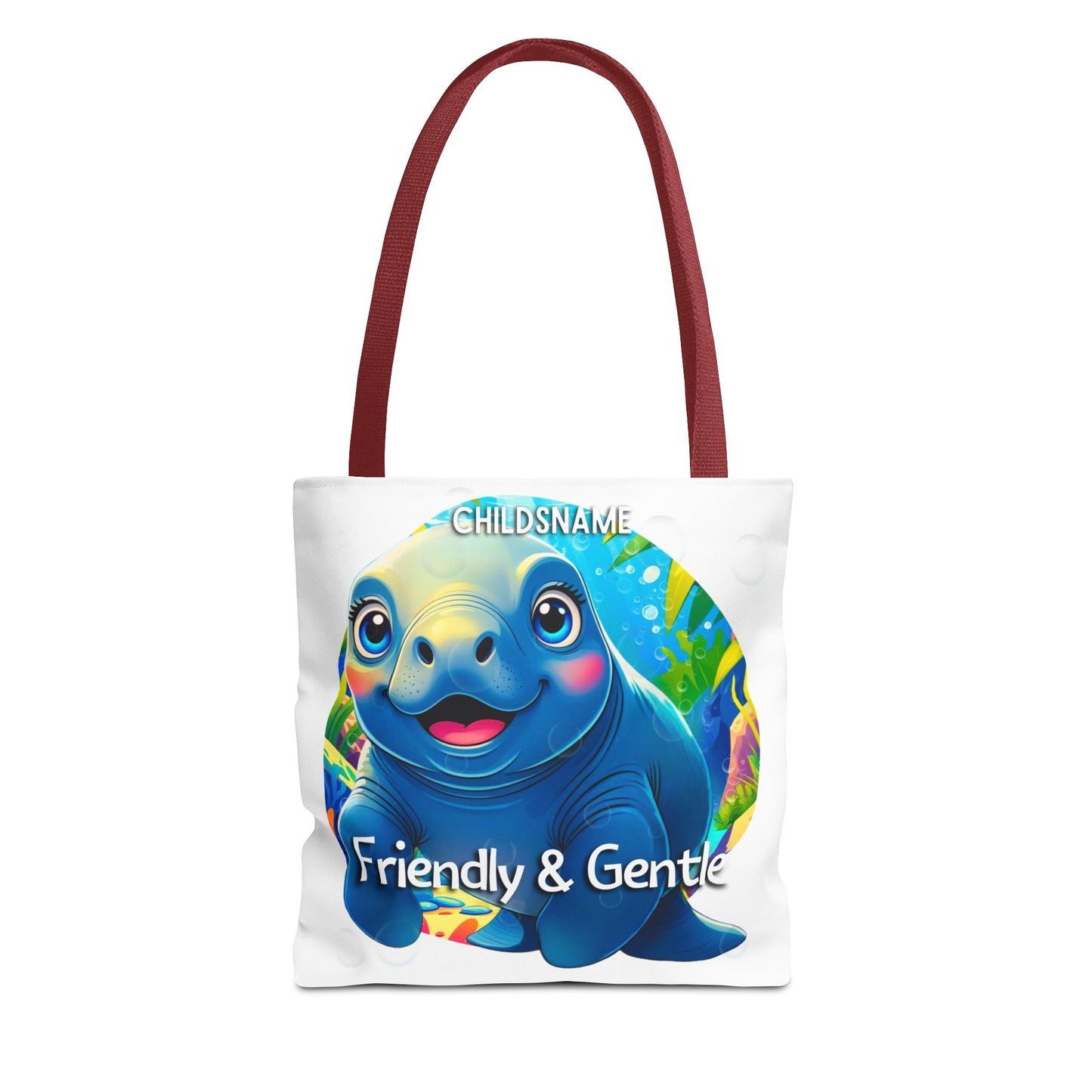 Personalized Kids Manatee Beach Tote Bag Friendly & Gentle