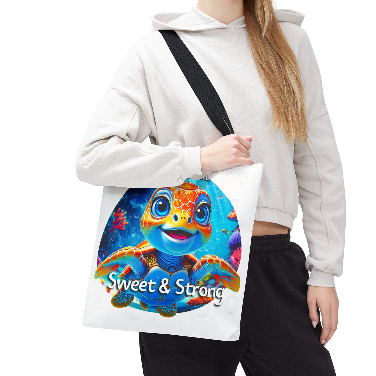 Personalized Kids Turtle Beach Tote Bag Sweet & Strong