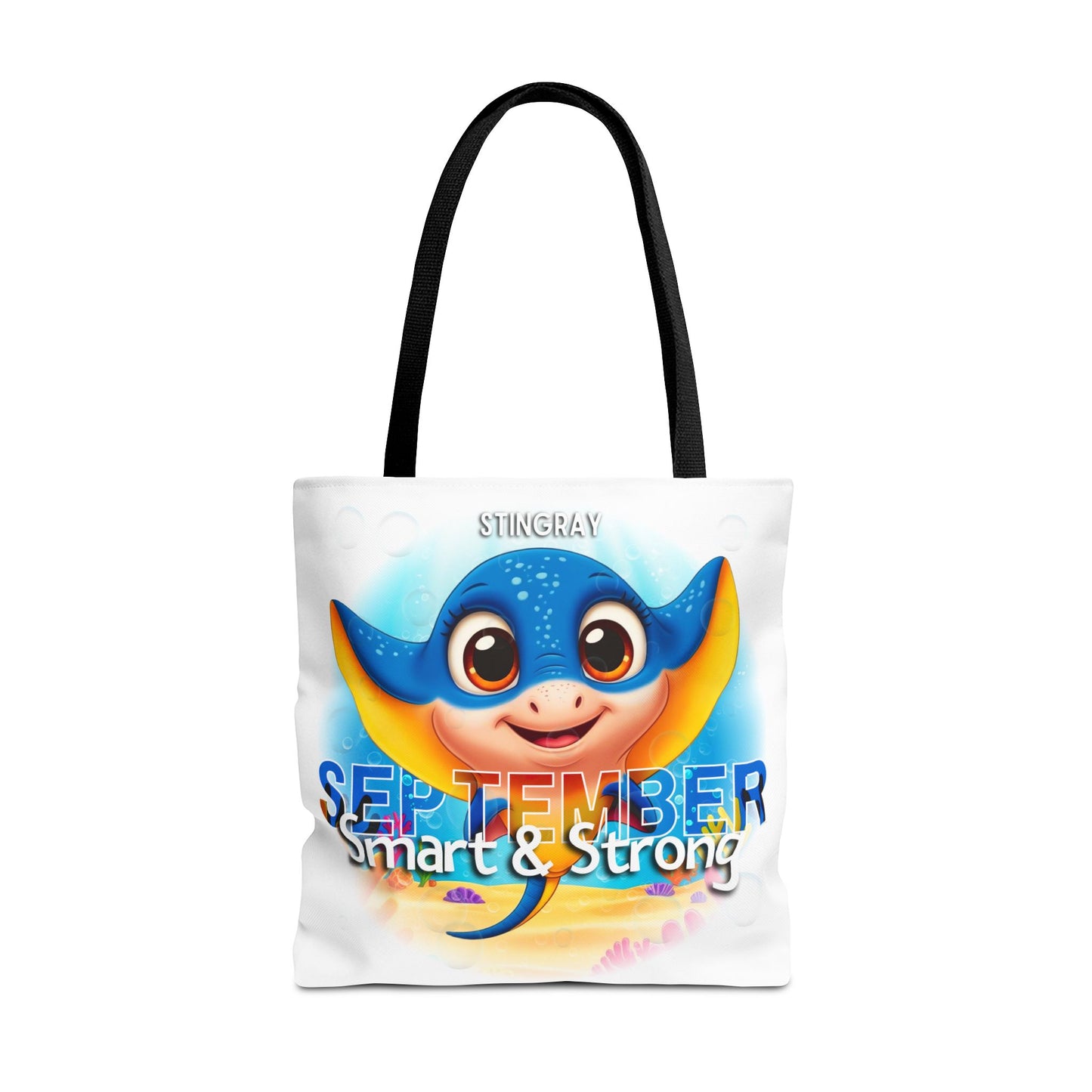 Kids Colorful September Stingray Birth Month Tote Bag