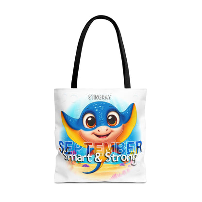 Kids Colorful September Stingray Birth Month Tote Bag