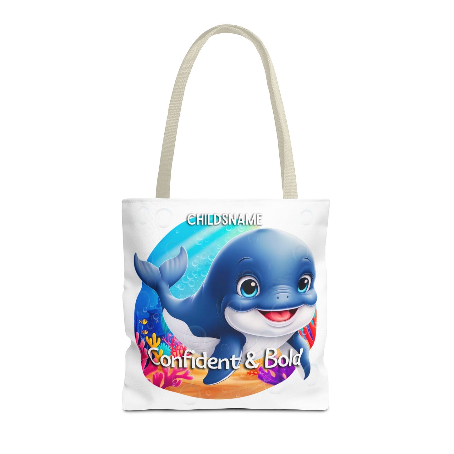 Personalized Kids Whale Beach Tote Bag – Confident & Bold – Custom Sea Life Bag with Name