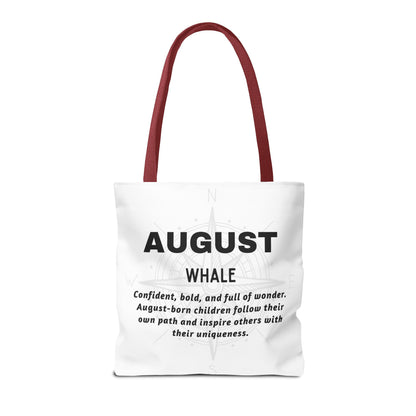 Kids Colorful August Whale Birth Month Tote Bag