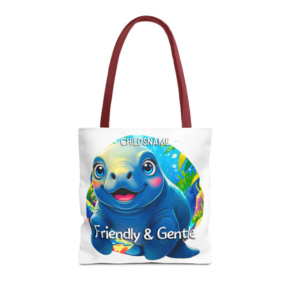 Personalized Kids Manatee Beach Tote Bag Friendly & Gentle