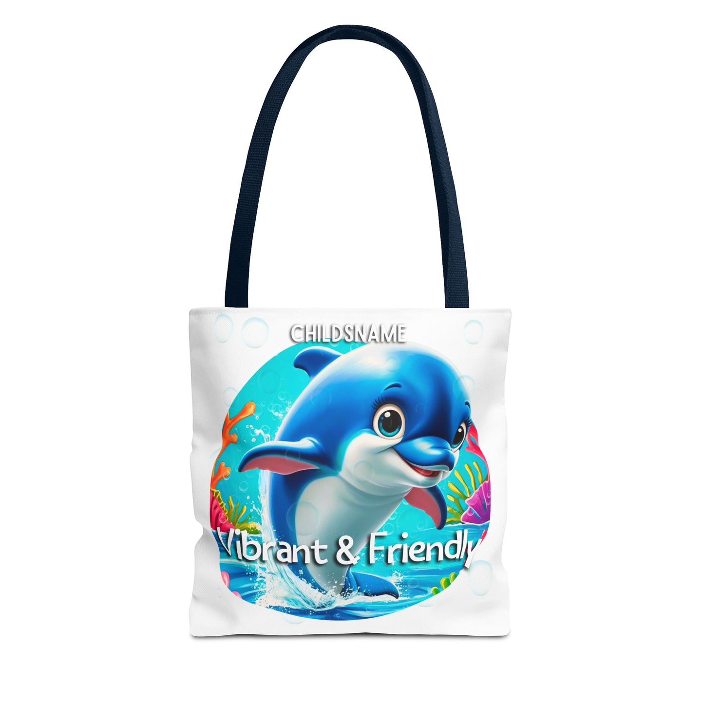 Personalized Kids Dolphin Beach Tote Bag – Vibrant & Friendly – Custom Sea Life Bag with Name