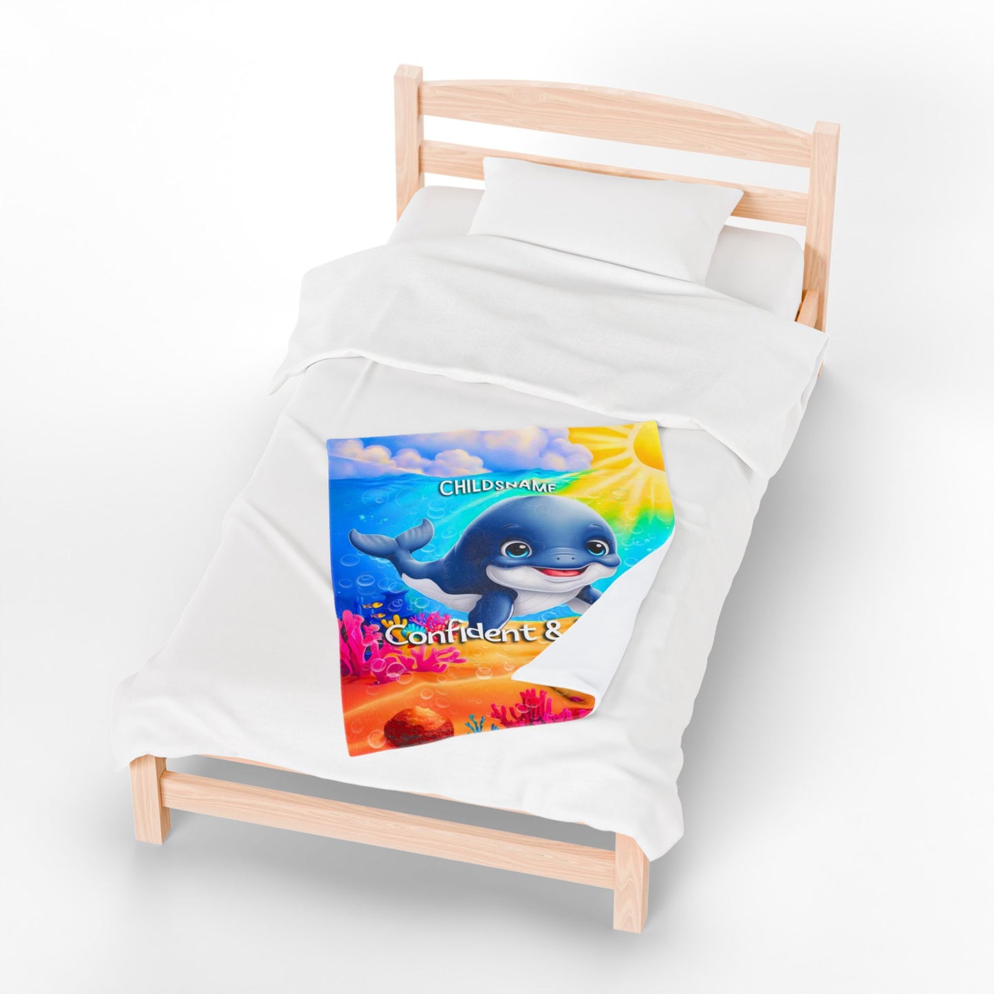 Personalized Kids Whale Plush Blanket – Confident & Bold