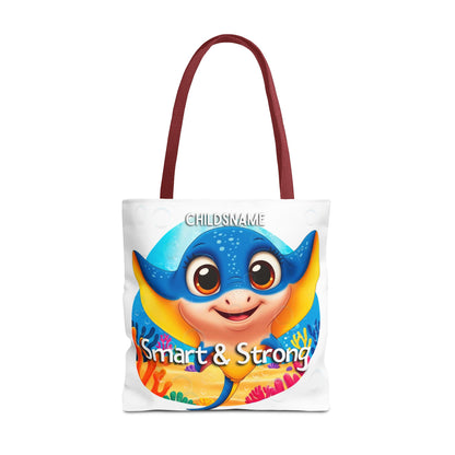 Personalized Kids Stingray Beach Tote Bag – Smart & Strong – Custom Sea Life Bag with Name