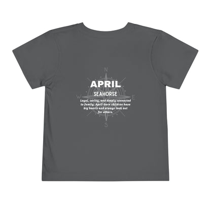 April Seahorse Toddler TShirt Kids Birth Month Ocean Tee