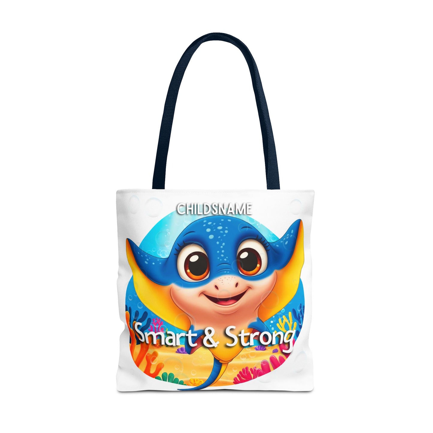 Personalized Kids Stingray Beach Tote Bag – Smart & Strong – Custom Sea Life Bag with Name