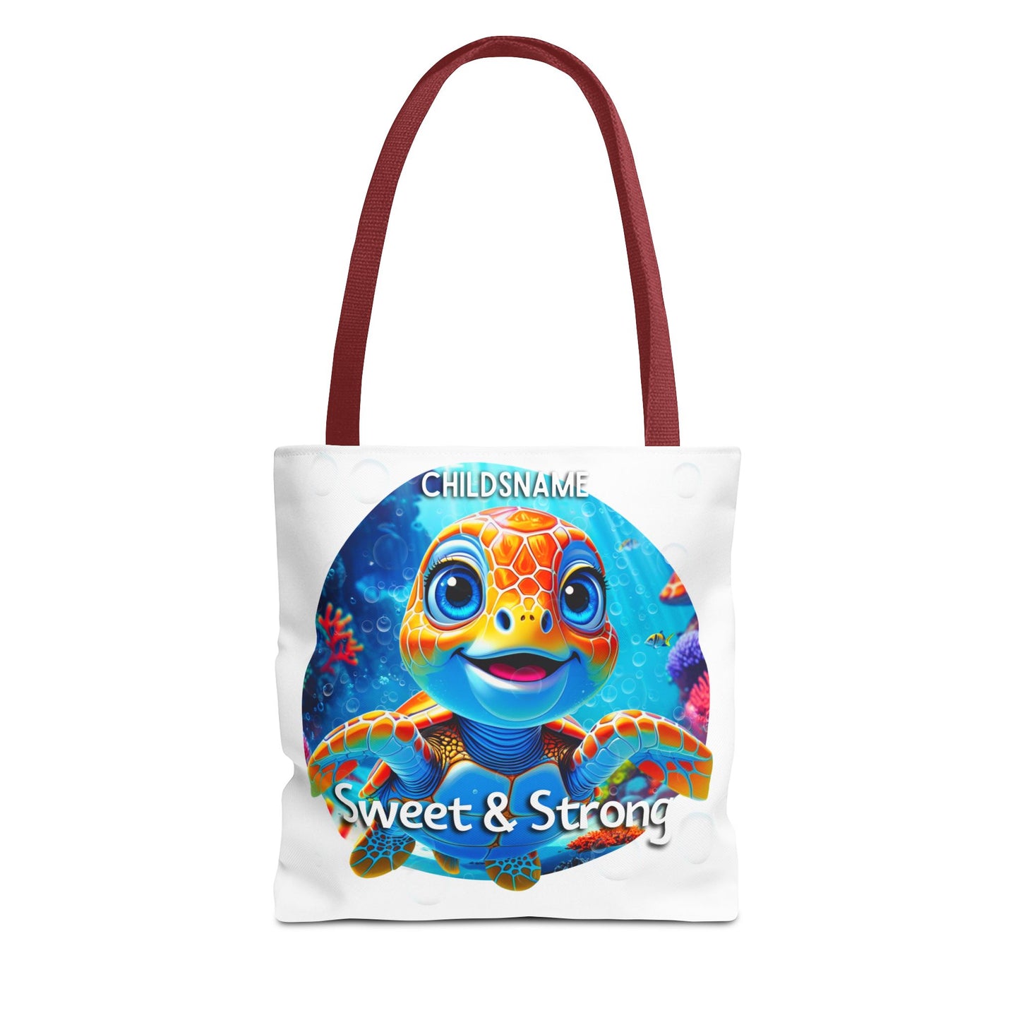 Personalized Kids Turtle Beach Tote Bag Sweet & Strong