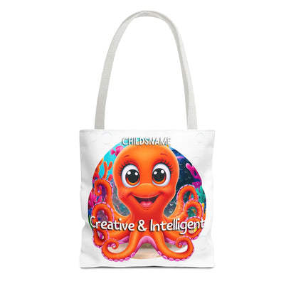 Personalized Kids Octopus Beach Tote Bag – Creative & Intelligent – Custom Sea Life Bag with Name