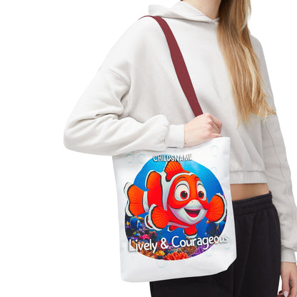 Personalized Kids Clownfish Beach Tote Bag – Lively & Courageous – Custom Sea Life Bag with Name