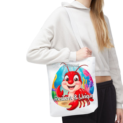 Personalized Kids Lobster Beach Tote Bag – Resilient & Unique – Custom Sea Life Bag with Name