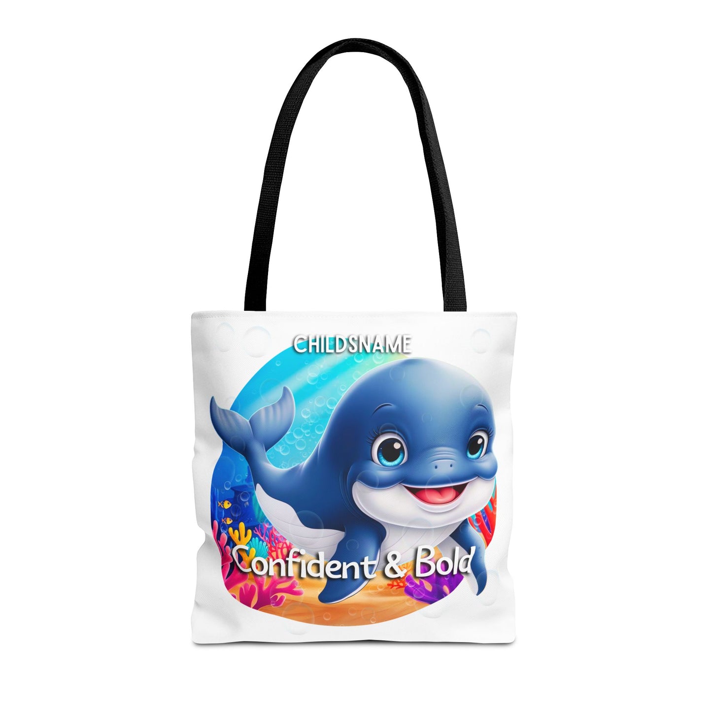 Personalized Kids Whale Beach Tote Bag – Confident & Bold – Custom Sea Life Bag with Name